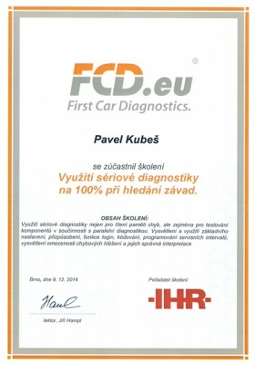Osvědčení – diagnostika vozidel