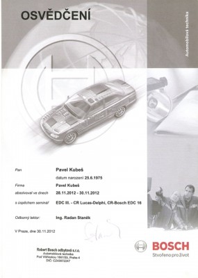 Osvědčení – diagnostika Bosch